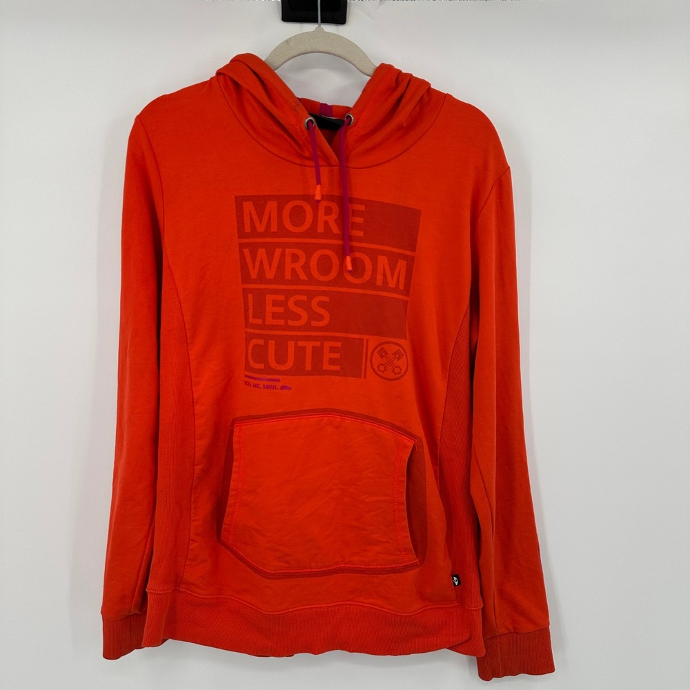 MINI Cooper Orange Hoodie "More Wroom Less Cute" Pullover Long Sleeve Size‎ L